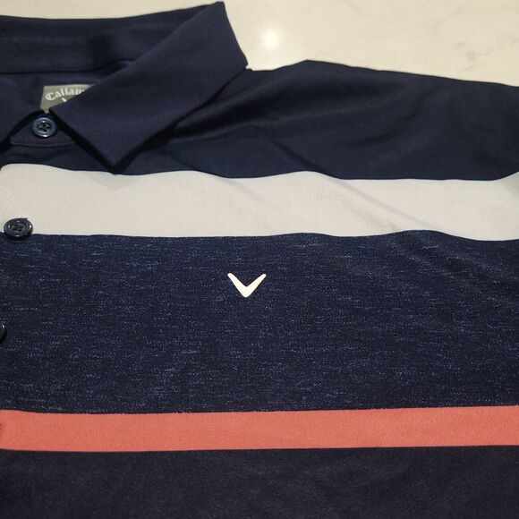 Callaway Opti-Dri Swing Tech UPF 50 Striped Performance Golf Pique Polo 2XL NWOT - Picture 6 of 10